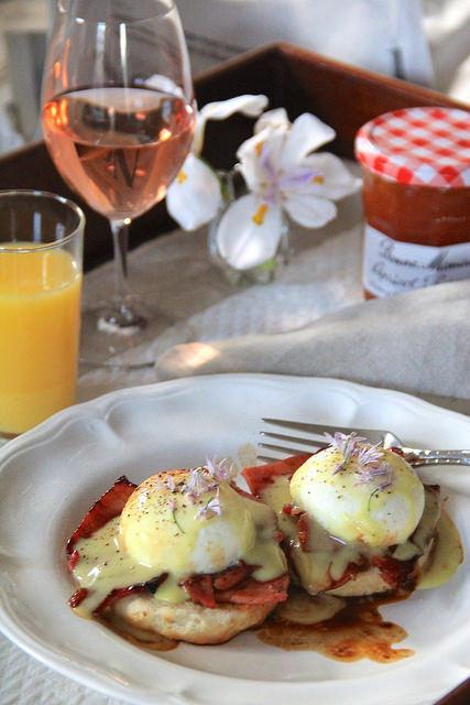 Southern Biscuits with Apricot Country Ham, Poached Eggs, and Apricot Hollandaise