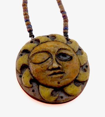 Hand Carved Polymer Sun Face Pendant Hand Carved Polymer ...