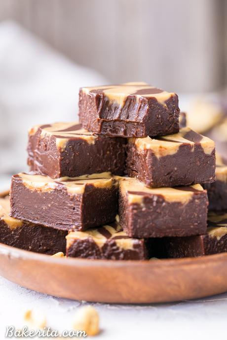 This Easy Chocolate Peanut Butter Fudge is made with just four wholesome ingredients! This refined sugar free and vegan fudge is incredibly smooth, creamy, and melts in your mouth.