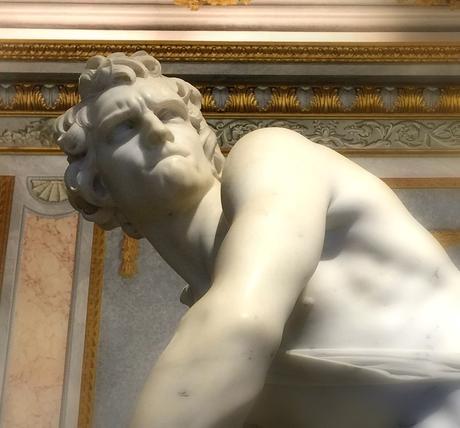 Bernini's David sculpture, note the concentration!