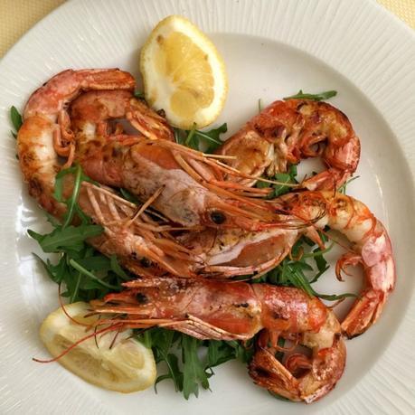 grilled prawns, a specialty in Rome