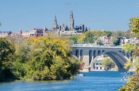 Washington DC with young kids - Georgetown and Key bridge in autumn