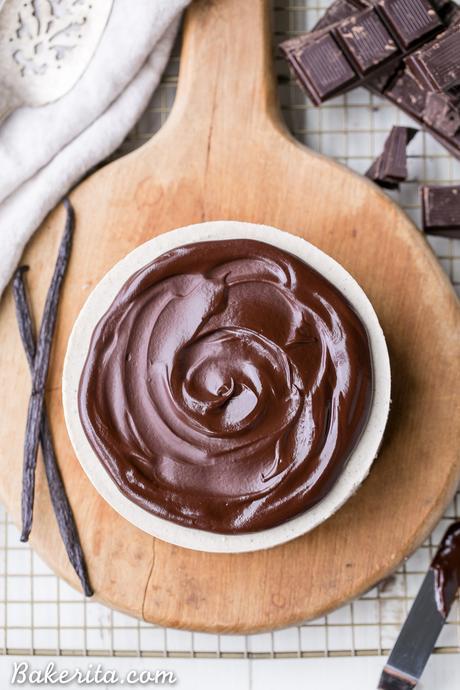 No-Bake Vanilla Bean Cheesecake with Chocolate Ganache (Gluten Free, Paleo + Vegan)