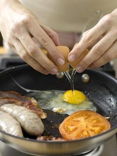 frying a traditional english low carb breakfast