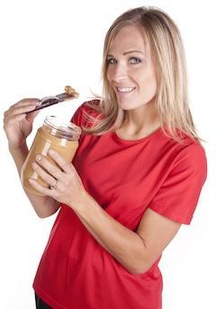woman holding peanut butter and chocolate
