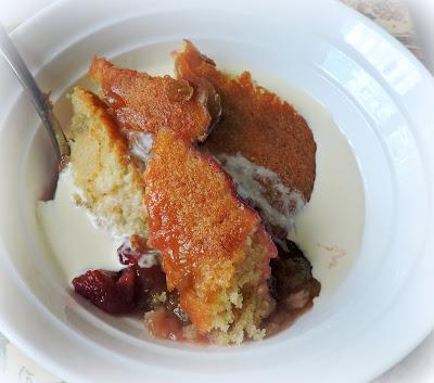 Rhubarb & Raspberry Pudding Cake