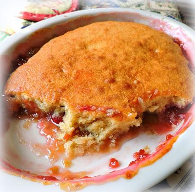 Rhubarb & Raspberry Pudding Cake
