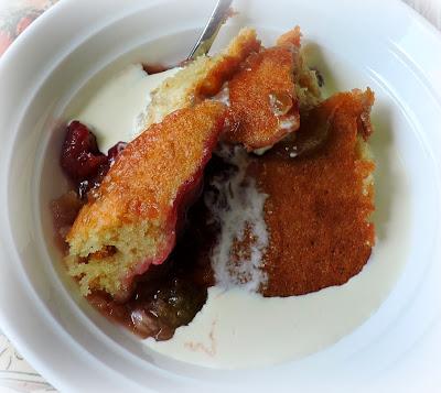 Rhubarb & Raspberry Pudding Cake