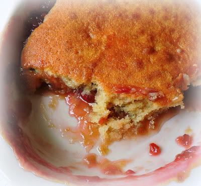 Rhubarb & Raspberry Pudding Cake