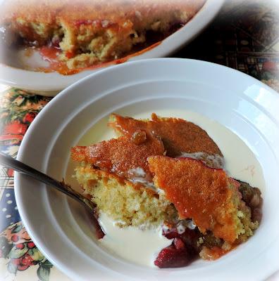 Rhubarb & Raspberry Pudding Cake