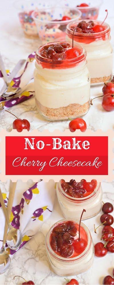 No Bake Cherry Cheesecake In Jar