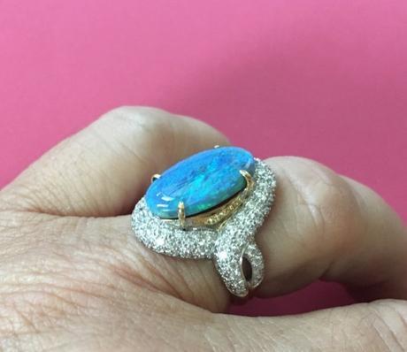 Catmom's Mother's Day/Birthday Opal Ring Side View