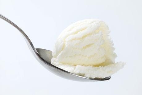 frozen kefir yogurt on spoon