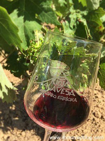 Enjoying a glass of Bodega Gil Berzal's Recoveco Coleccion Privada, crafted of 80% Tempranillo and 20% Graciano, in the estate vineyard where the Tempranillo is grown. | Image: ©Michelle Williams - Rockin Red Blog.