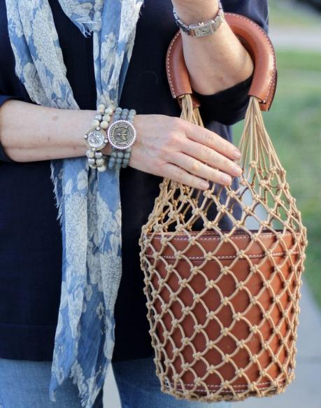 leather and cotton net bag, French Kande bracelets