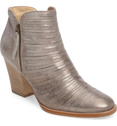 metallic ankle boot with block heel