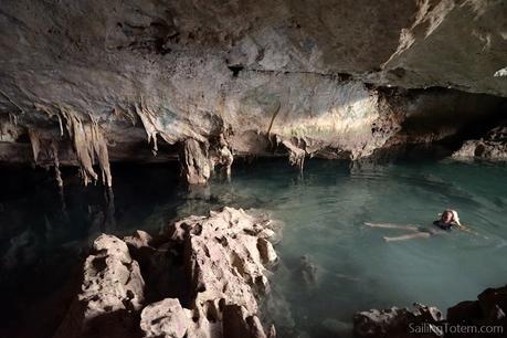 cave swimming stalactites swimming