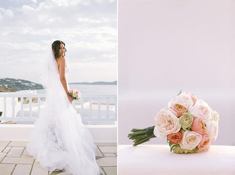 Romantic peach and white wedding in Mykonos | Pia & George