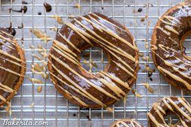 Baked Peanut Butter Banana Donuts with Chocolate Peanut Butter Glaze (Gluten Free + Vegan)