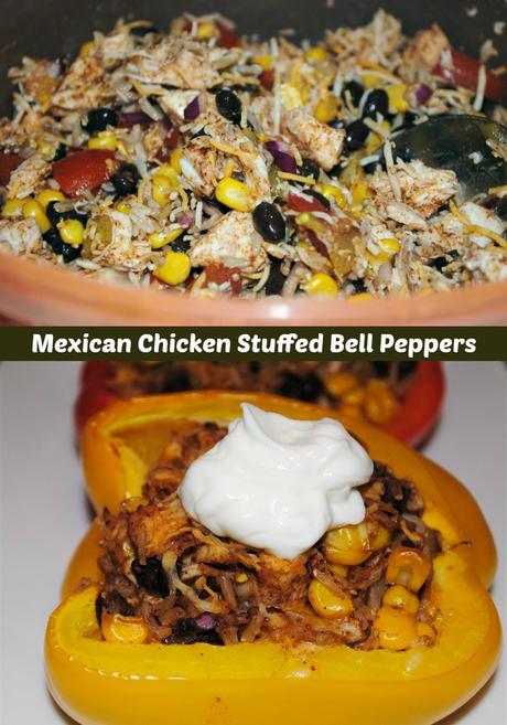 Super Healthy Mexican Stuffed Peppers with Chicken and Rice