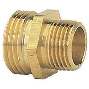 Image: Gilmour GT3/4x1/2Male Connector - Green Thumb, Brass, Double Male 3/4 inch x 1/2 inch NPT, Threaded Pipe To Hose Connector.