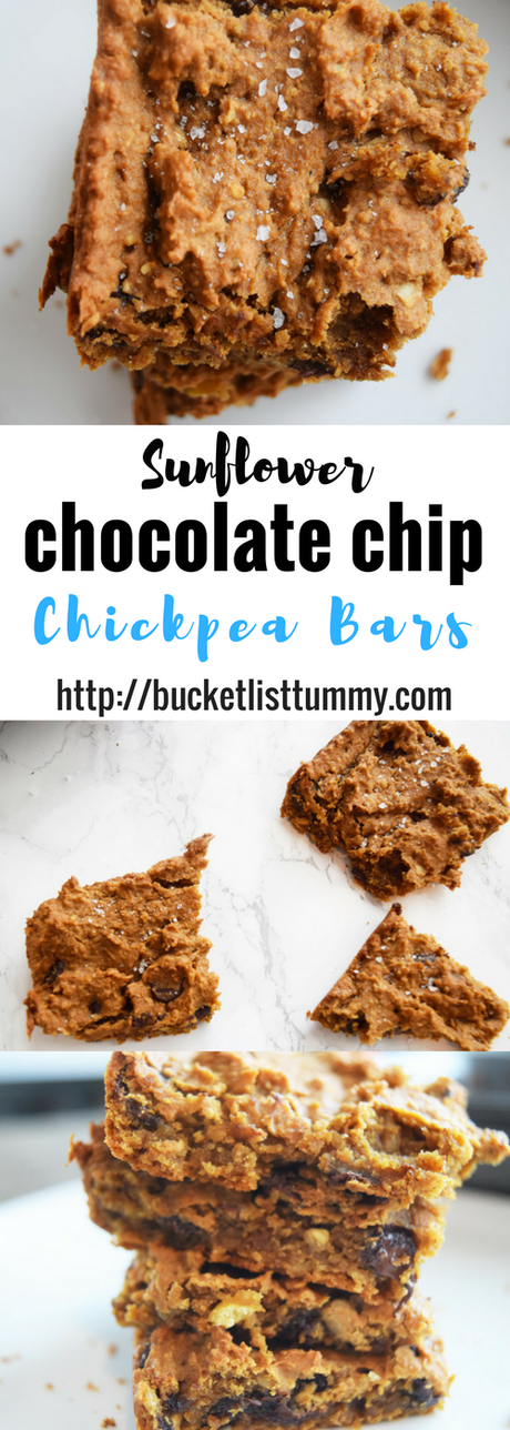 Sunflower Chocolate Chip Chickpea Bars (gluten free, vegan)