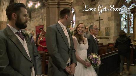 bride and groom see each other for the first time at the church ceremony before getting married