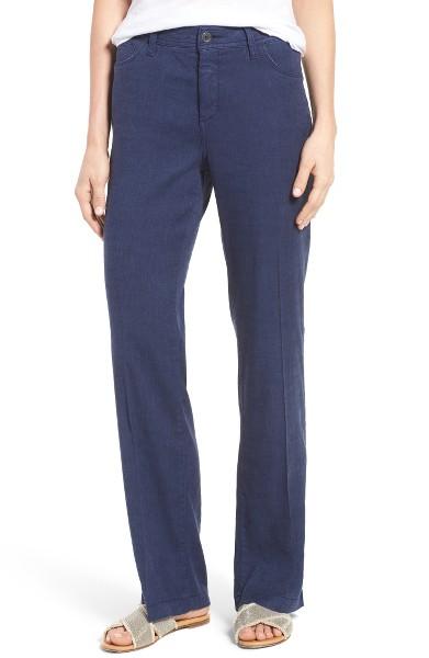 style blogger Susan B. at une femme d'un certain age recommends these linen trousers as a warm-weather denim option