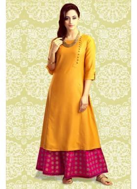 Yellow Color Santoon Plain Semi-Stitched Salwar Suit