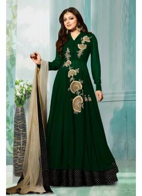 Green Semi Stitched Georgette Salwar Kameez