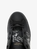 Slick Black Cat:  Valentino Rockstud Panther Sneaker