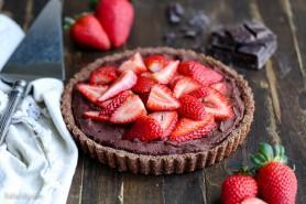 Strawberry Chocolate Tart (GF, Paleo + Vegan)