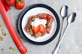 Strawberry Rhubarb Crisp (Paleo, GF + Vegan)