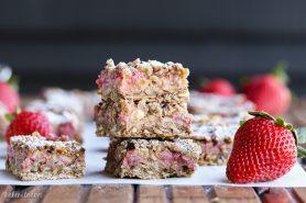 Strawberry Oatmeal Crumble Bars (Gluten Free + Vegan)