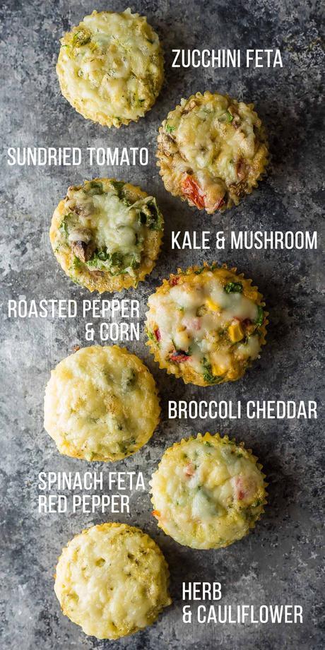 Enjoy these healthy breakfast egg muffins for breakfast on the go, or even for a healthy snack! With 7 different flavors, you will never get bored. Stock your freezer so you always have healthy options!