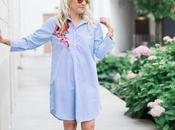 Blue White Striped Shirt Dress