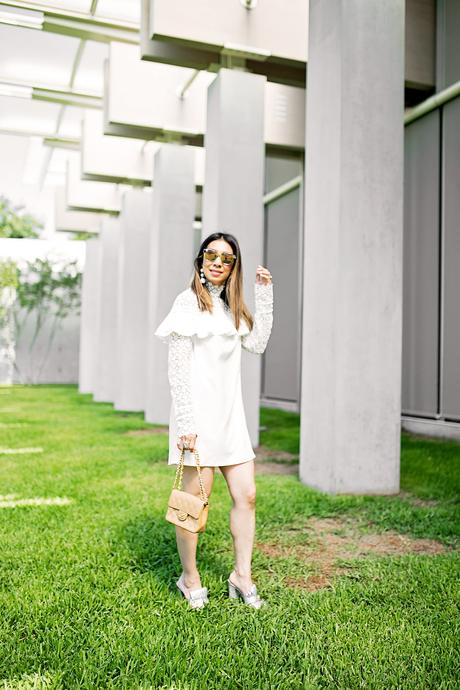 Luxe for Less // SheIn White Ruffle Lace Dress Review