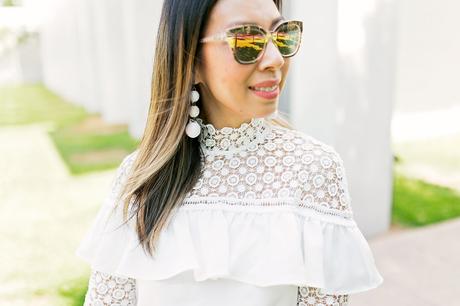 Luxe for Less // SheIn White Ruffle Lace Dress Review