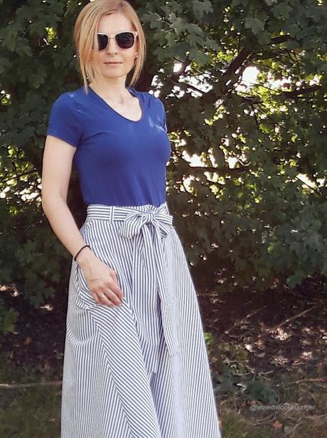 White and Blue Striped Skirt