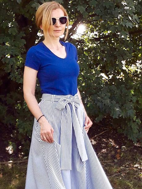 White and Blue Striped Skirt