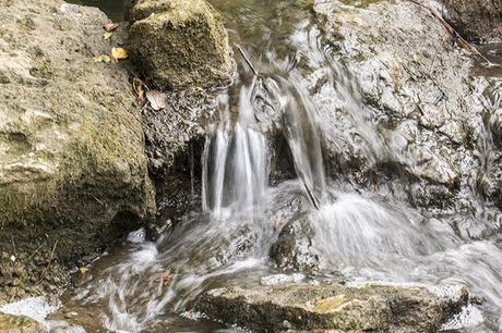 One of the small waterfalls as the water makes its way through Tattenhoe Park