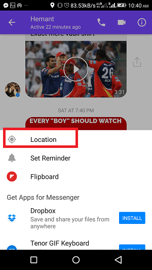 How to share live location on Facebook messenger