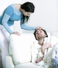 A woman caring for her ill boyfriend who has ketoacidosis