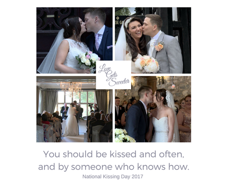Bride and Grooms having a kiss on their wedding day celebrating national kissing day with love gets sweeter wedding videography quoting gone with the wind