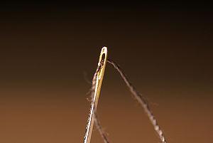 Sewing needles that are used in this magic trick.