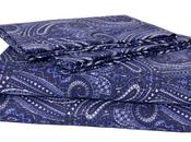 Tuscan Paisley Collection Thread Count Cotton Sateen Queen Size 4-Piece Sheet Set, Navy: Home Kitchen