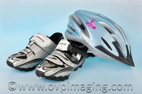 Cycling shoes and helmet, photographed by Naomi Estment of OV&P Studio