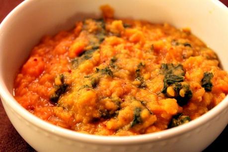 Dal with Sweet Potatoes and Kale