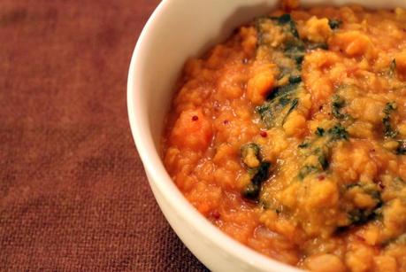 Dal with Sweet Potatoes and Kale