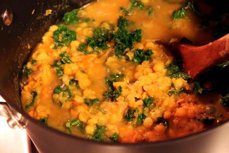 Dal with Sweet Potatoes and Kale
